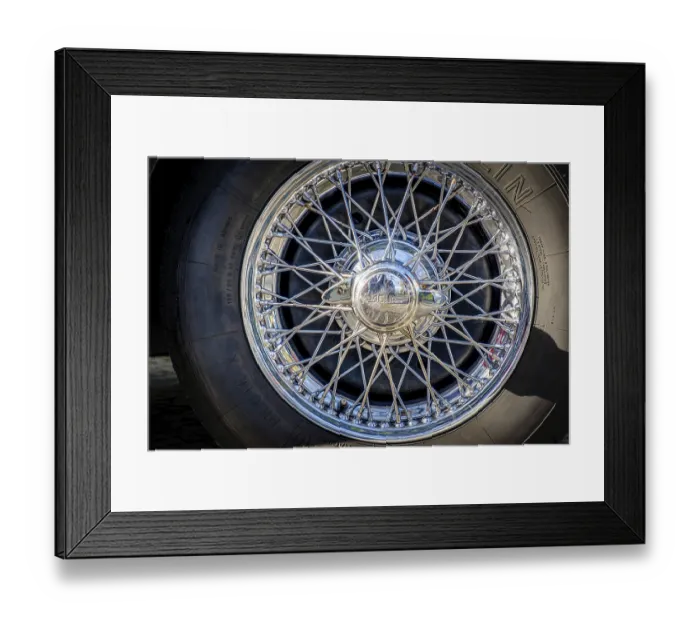 Framed Print : Lisbon, Portugal, Jan 20, 2024: Car design detail of Jaguar chrome wire wheel Framed Print : Lisbon, Portugal, Jan 20, 2024: Car design detail of Jaguar chrome wire wheel