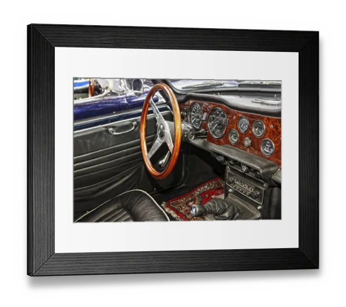 Framed Print : Classic car in the cockpit