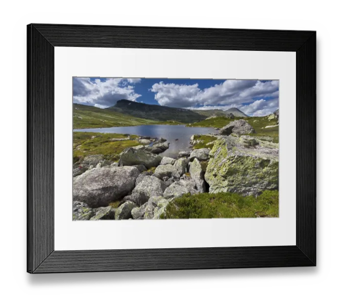 Framed Print : Budeitjoenn Lake with Mt Gaustatoppen