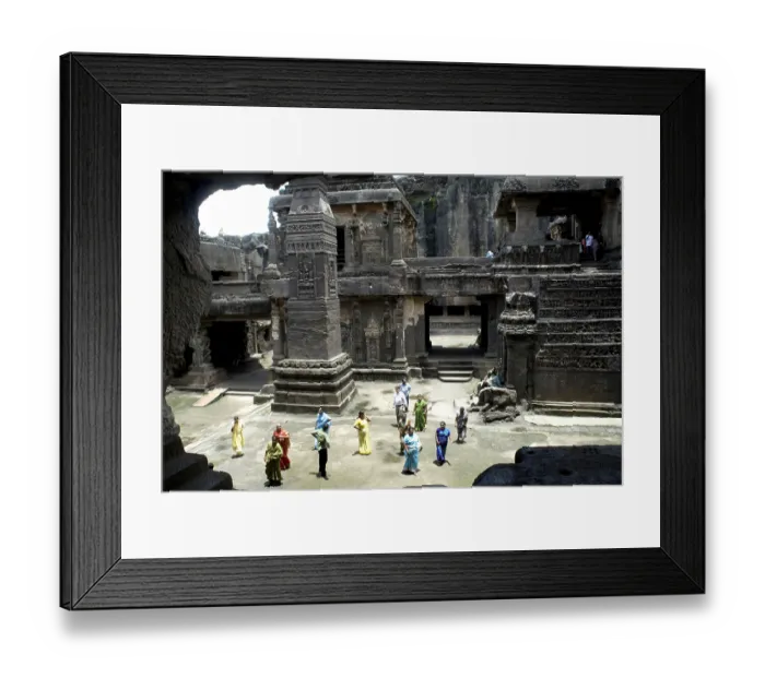 Framed Print : Tourists in Kailash temple at Ellora caves