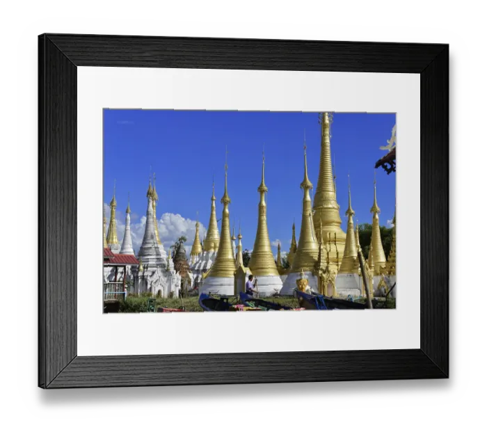 Framed Print : Golden stupas in the Shwe Indein Pagoda