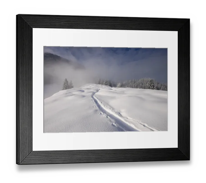 Framed Print : Tracks in the snow, Mt Hocheck