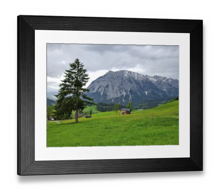Framed Print : Summer austrian landscape with Grimming mountain (2)