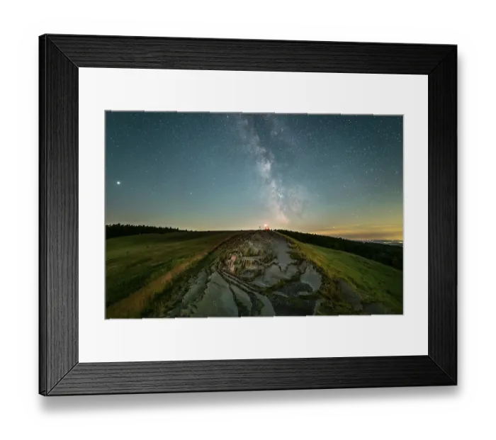 Framed Print : Wasserkuppe, Abtsrodaer Kuppe at night with Milky Way