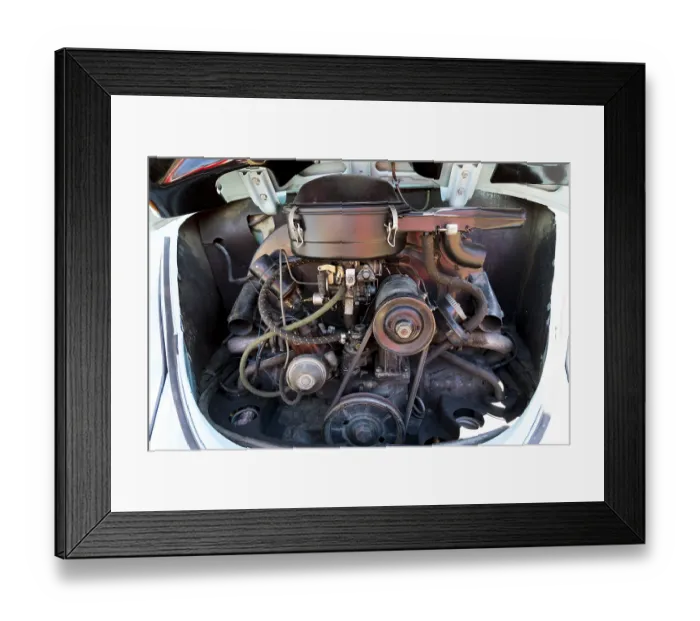 Framed Print : Retro automobile engine block. Detail of an attique car at a retro car parade Framed Print : Retro automobile engine block. Detail of an attique car at a retro car parade