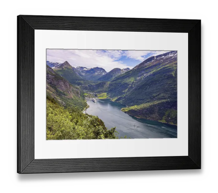 Framed Print : The largest, most beautiful and famous Norwegian fjord Geiranger