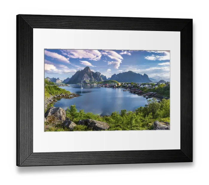 Framed Print : Reine, Reinefjord with mountains Framed Print : Reine, Reinefjord with mountains