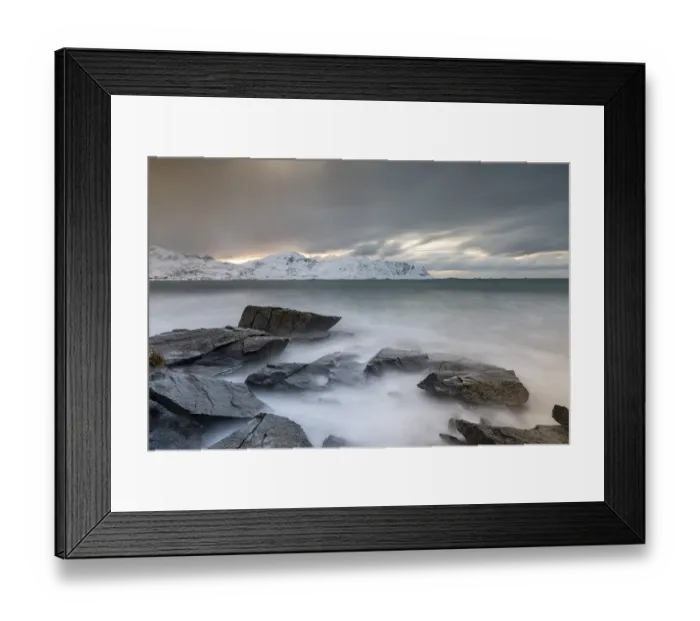 Framed Print : Rocky coast at the beach of Ramberg