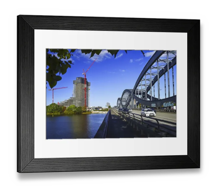 Framed Print : New Elbe Bridge and Elbtower construction project