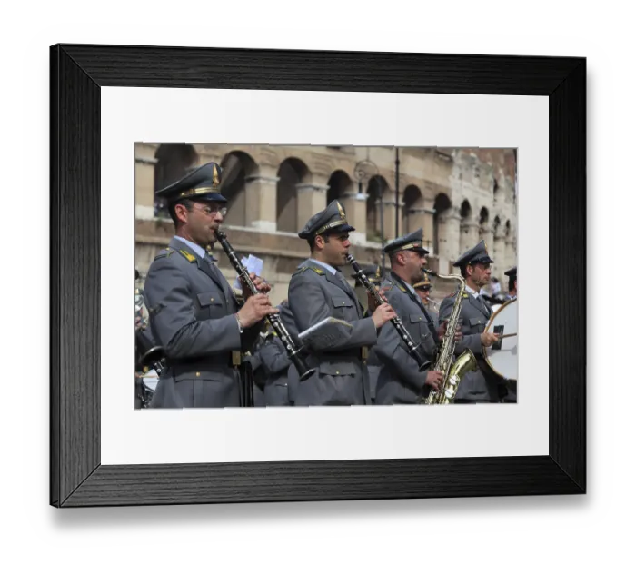 Framed Print : Military band in front of the Colosseum Framed Print : Military band in front of the Colosseum