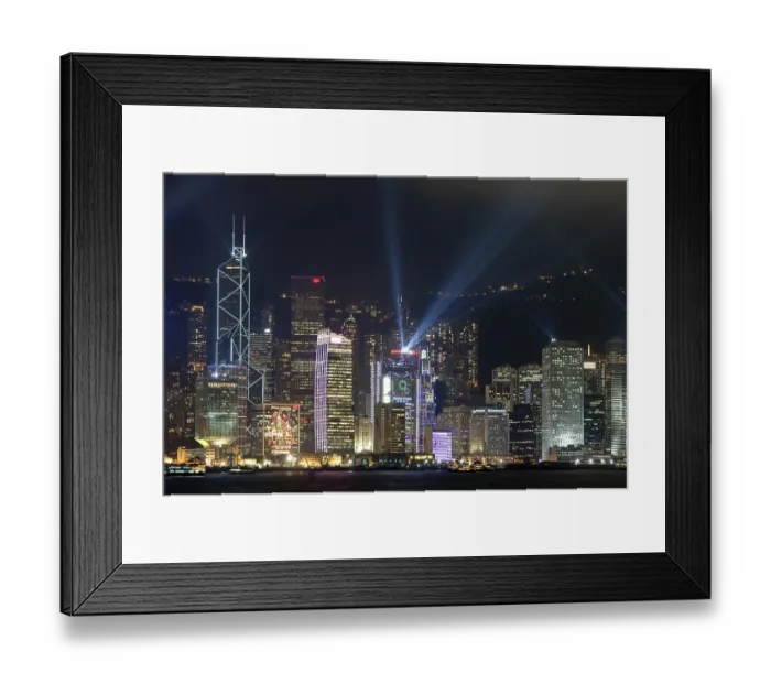 Framed Print : Laser light show on the skyscrapers of the Central District of Hong Kong Island as seen from Kowloon Framed Print : Laser light show on the skyscrapers of the Central District of Hong Kong Island as seen from Kowloon