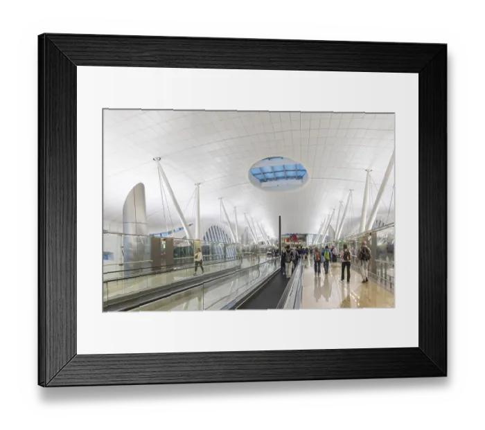 Framed Print : Abu Dhabi Airport, Zayed International Airport with passengers