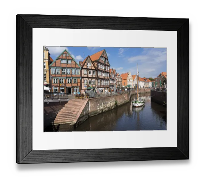 Framed Print : Timber-framed houses at the old Hanseatic harbour