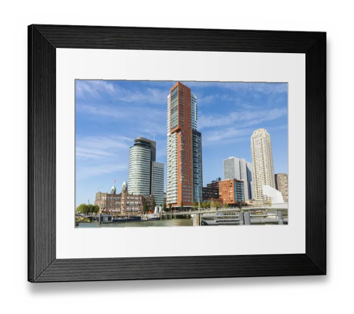 Framed Print : Rotterdam, Netherlands, September 2019: View on the Wilhelminapier with skyscrapers