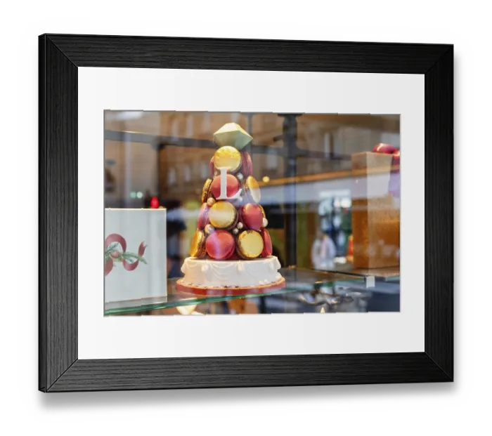 Framed Print : Macarons in the shop window of the pastry shop Laduree