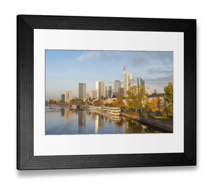 Framed Print : Main, skyline, skyscrapers in the banking district in the morning light