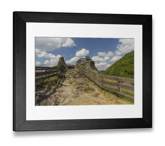Framed Print : Strekov Castle (German: Schreckenstein) is perched atop a cliff above the River Elbe