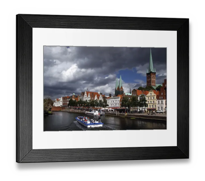Framed Print : View over Trave river to Luebeck Framed Print : View over Trave river to Luebeck