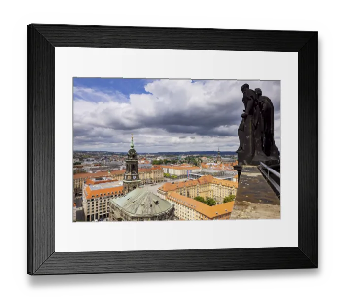Framed Print : View from the town hall tower over the inner old town to the Kreuzkirche church with the Altmarkt square