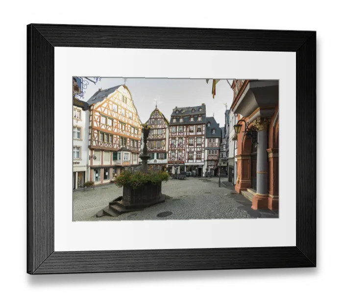 Framed Print : Market square with medieval half-timbered houses