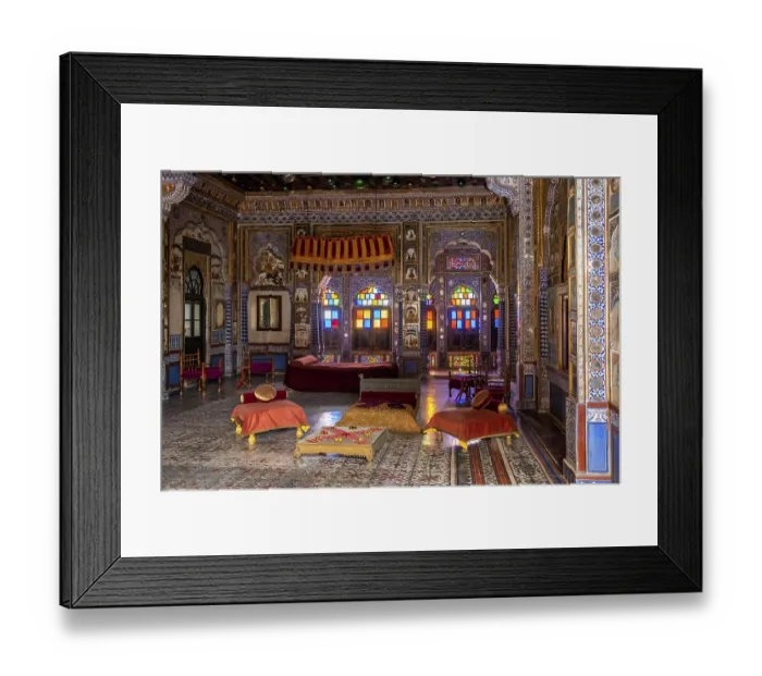 Framed Print : Takhat Vilas (Maharaja Takhat Singh's Chamber) decorated room in Mehrangarh fort Jodhpur