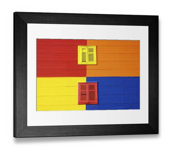 Framed Print : Colourful wall with two windows in La Boca Framed Print : Colourful wall with two windows in La Boca