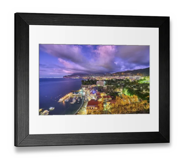Framed Print : The coast in Sorrento, Italy, at dusk, Europe