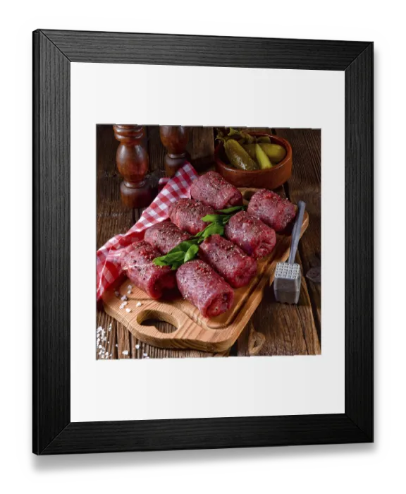 Framed Print : A tasty and fresh raw beef roulades Framed Print : A tasty and fresh raw beef roulades