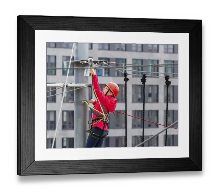 Framed Print : Sporty girl climbing in the outdoor park