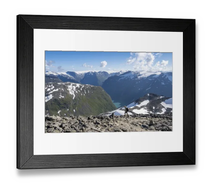 Framed Print : Hikers climbing to the top of Skala Framed Print : Hikers climbing to the top of Skala