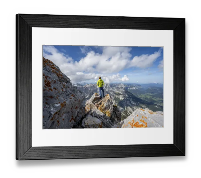 Framed Print : Mountaineer on the rocky Watzmann Hocheck summit