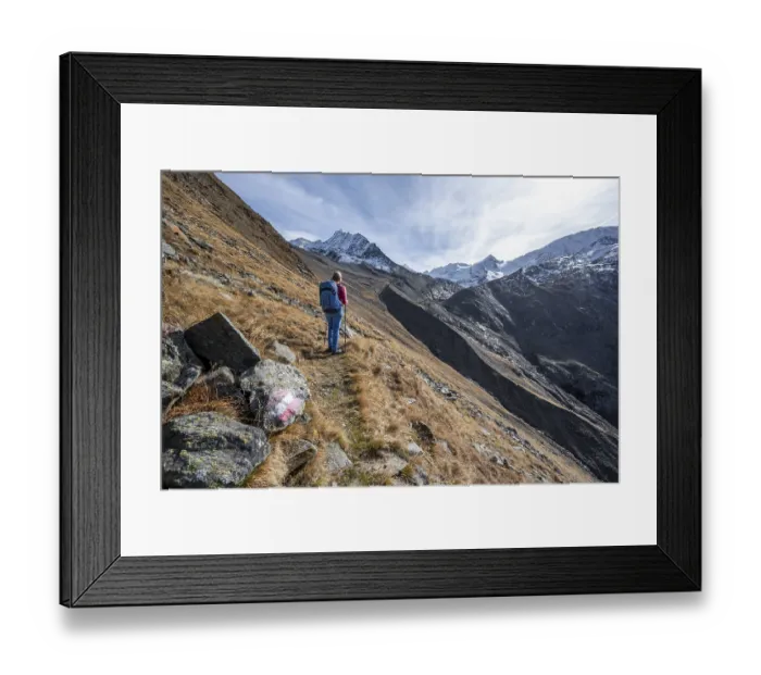 Framed Print : Mountaineer on a hiking trail in Niedertal Framed Print : Mountaineer on a hiking trail in Niedertal