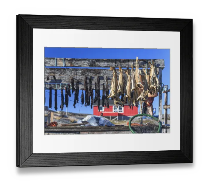 Framed Print : Dried fish, seal meat, whale meat Framed Print : Dried fish, seal meat, whale meat