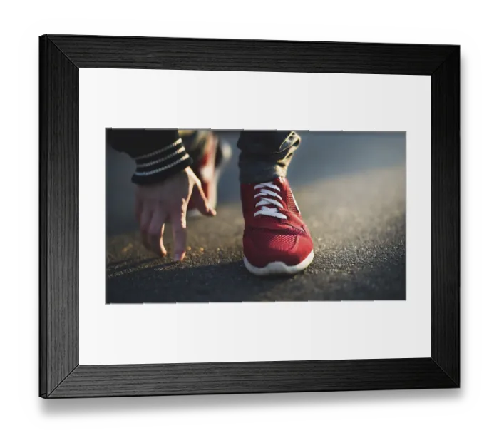 Framed Print : Unrecognizable man stopping lacing shoe outdoors Framed Print : Unrecognizable man stopping lacing shoe outdoors