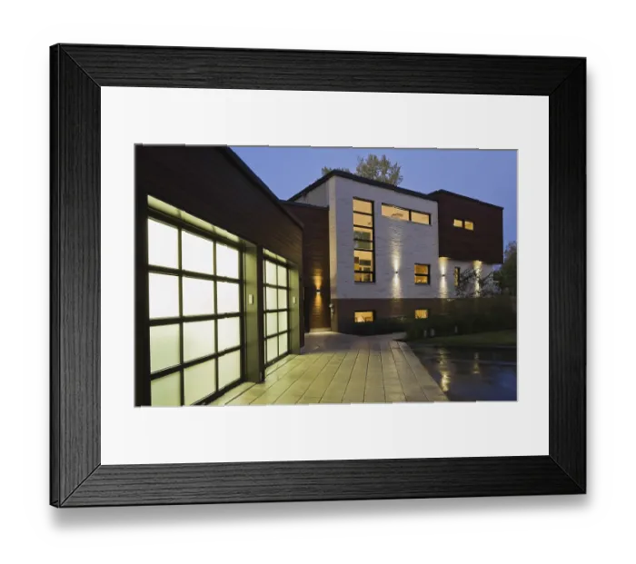 Framed Print : Illuminated two car garage Framed Print : Illuminated two car garage