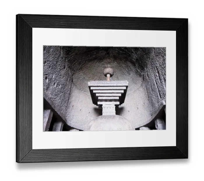 Framed Print : Bedsa rock cut cave details of stupa carved in stone dating from around 2nd century BC