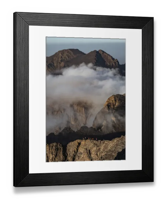 Framed Print : Aerial moutain view at the trail to Toubkal