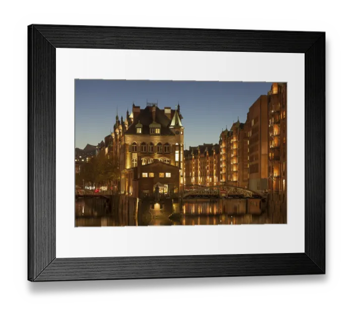 Framed Print : Wasserschloesschen at dusk, Speicherstadt