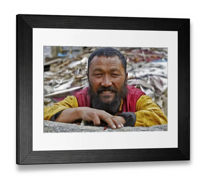 Framed Print : Monk, Chim-puk Hermitage near Tsethang close to Lhasa