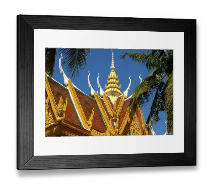 Framed Print : Artful roof of monastery Wat Andri Kompong Thom Cambodia