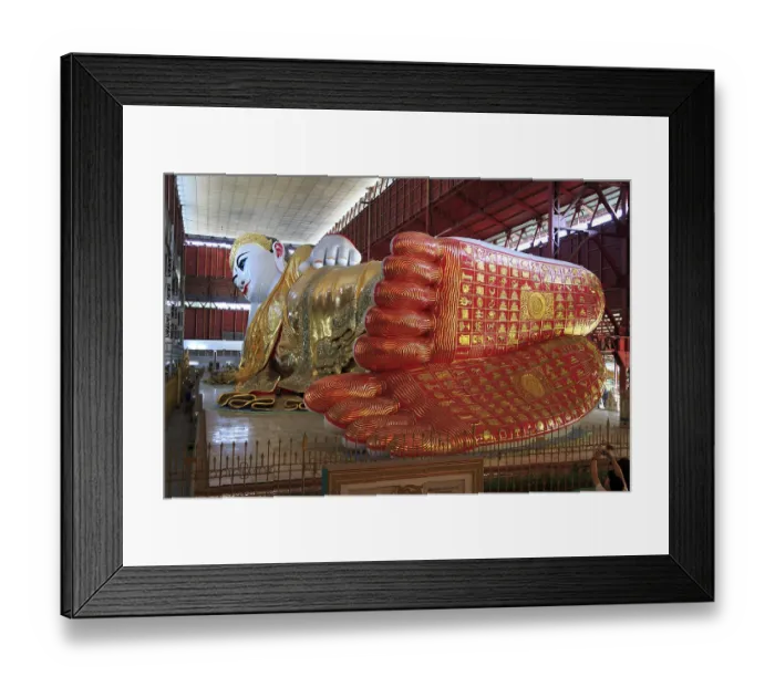 Framed Print : Reclining Buddha Kyauk htat gyi Pagoda Framed Print : Reclining Buddha Kyauk htat gyi Pagoda