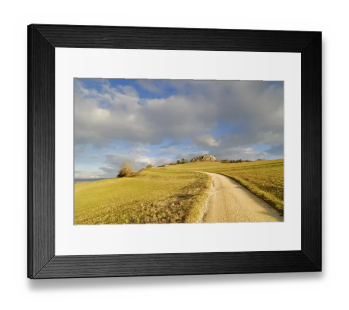 Framed Print : Volcanic rocks in the hegau area - a hiking trail to the castle on hohentwiel - Baden Wuerttemberg Framed Print : Volcanic rocks in the hegau area - a hiking trail to the castle on hohentwiel - Baden Wuerttemberg