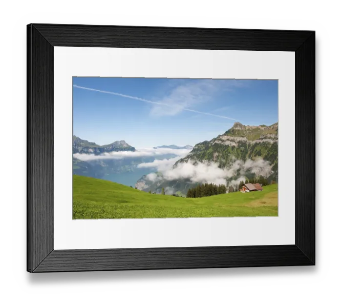 Framed Print : In the mountains from Switzerland with a view at the lake Lucerne Framed Print : In the mountains from Switzerland with a view at the lake Lucerne