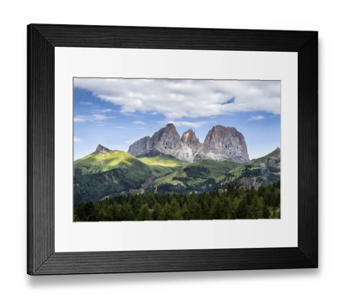 Framed Print : Panorama of Sassolungo mountain peaks