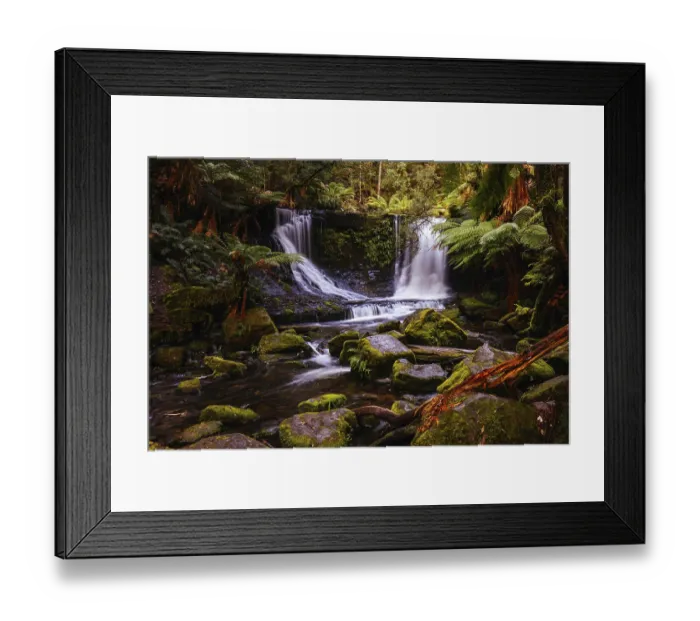 Framed Print : The majestic Horseshoe Falls in Mt Field National Park on a cold spring afternoon in Tasmania