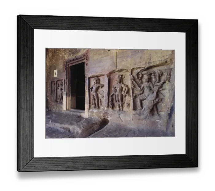 Framed Print : Udayagiri cave no. 6 entrance near Sanchi stupa