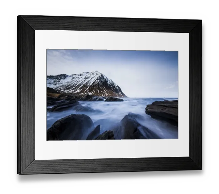 Framed Print : Surf on rocky coast near Myrland