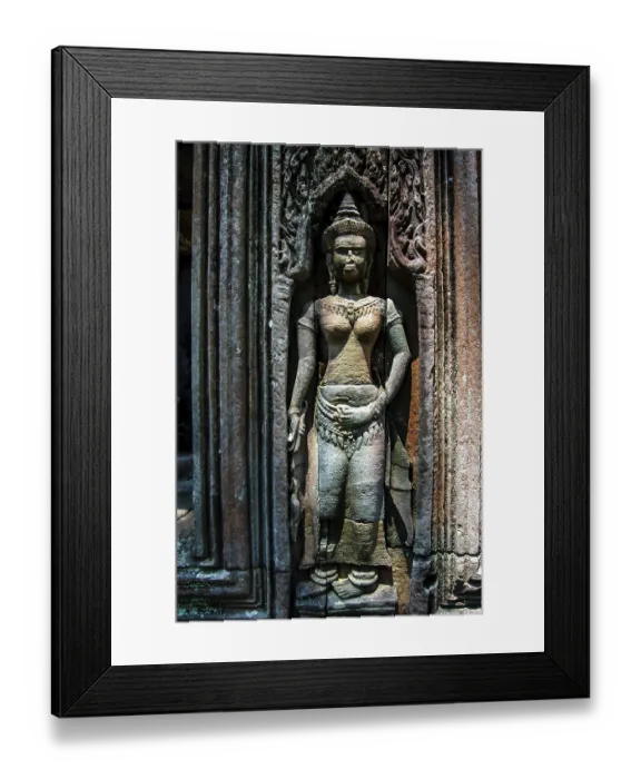 Framed Print : Old bas-relief angkor wat statue in Cambodia