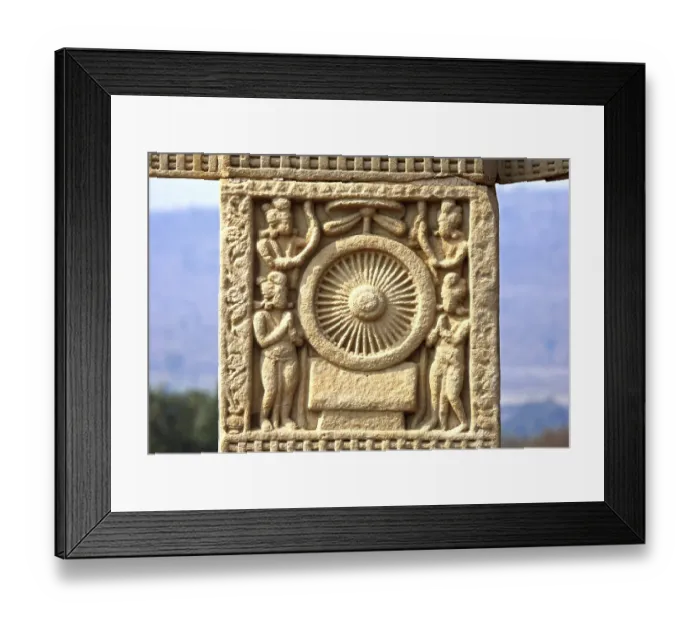 Framed Print : Details of south pillar second panel west gateway Stupa no 1