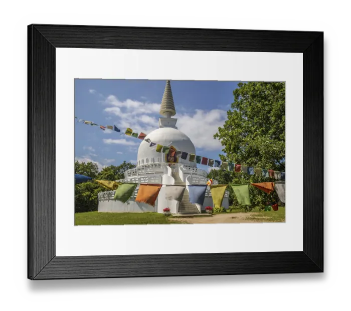 Framed Print : The snow-white peace stupa of Zalaszanto